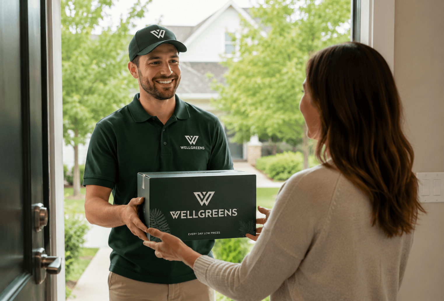 First-time cannabis delivery customer receiving a Wellgreens order at home
